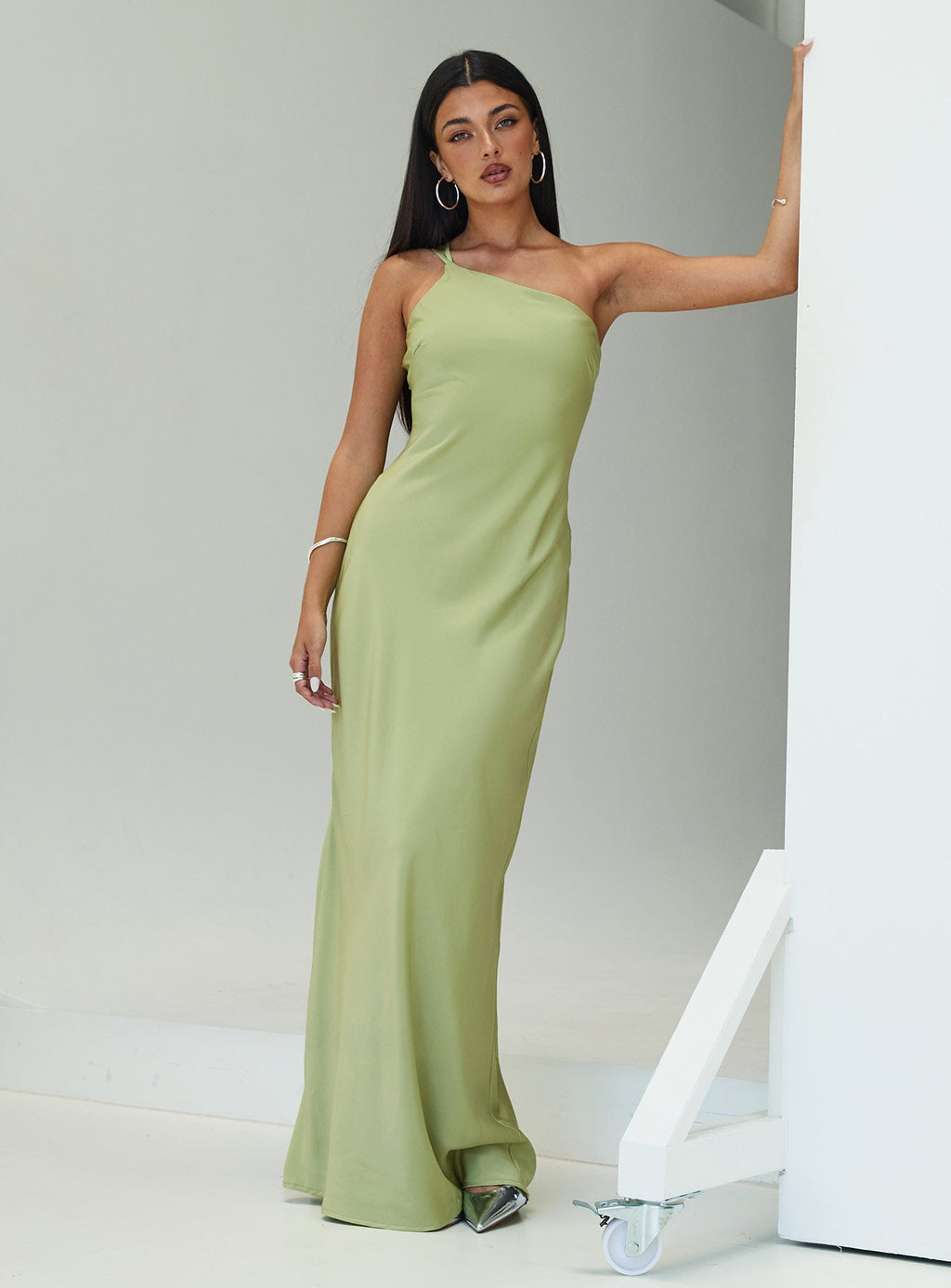Nehemiah One Shoulder Maxi Dress Green