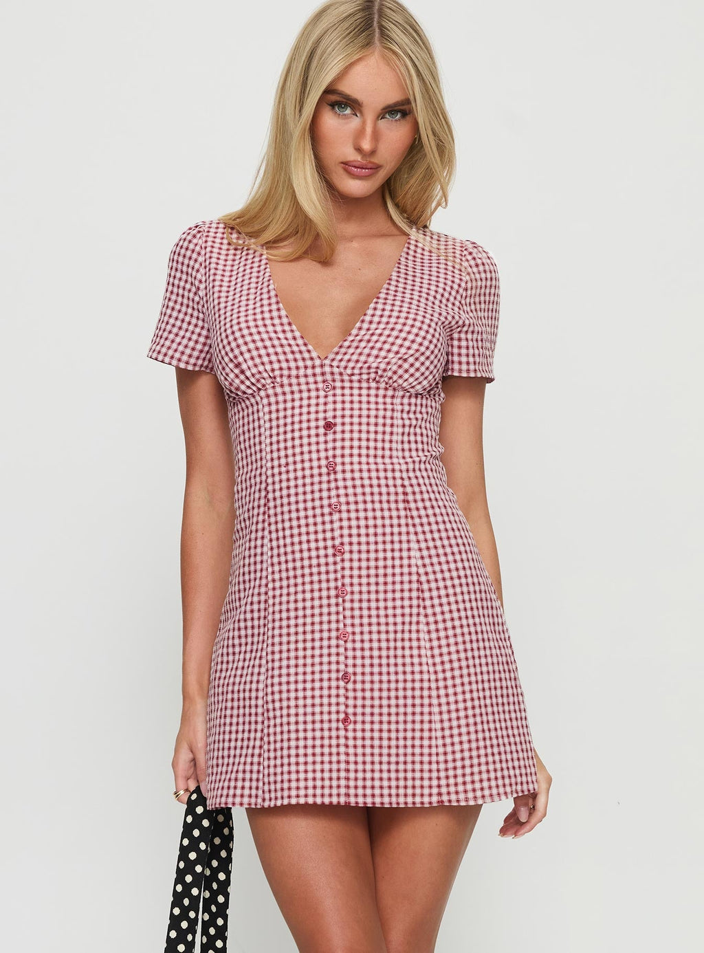 Loveliness Playsuit Red Check Tall