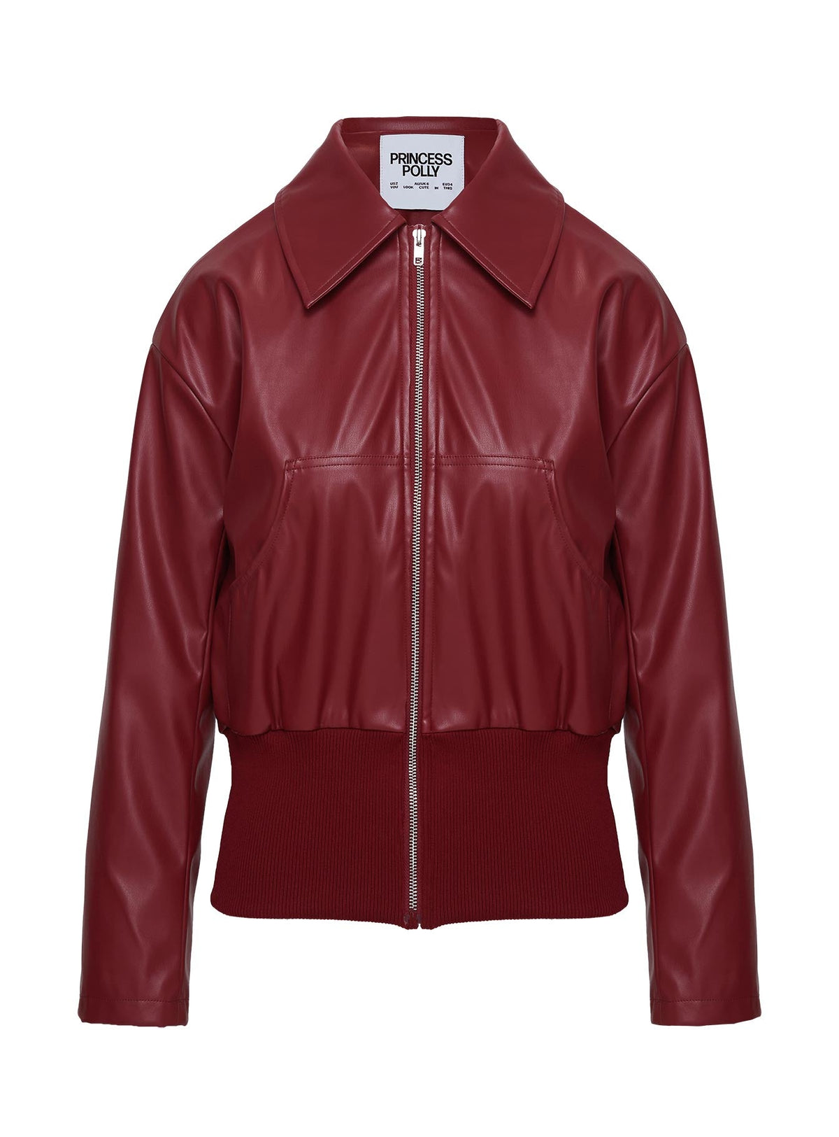 Radio On Blast Faux Leather Bomber Jacket Red