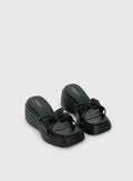 Therapy Flaunt Platform Flower Detail Sandals Black