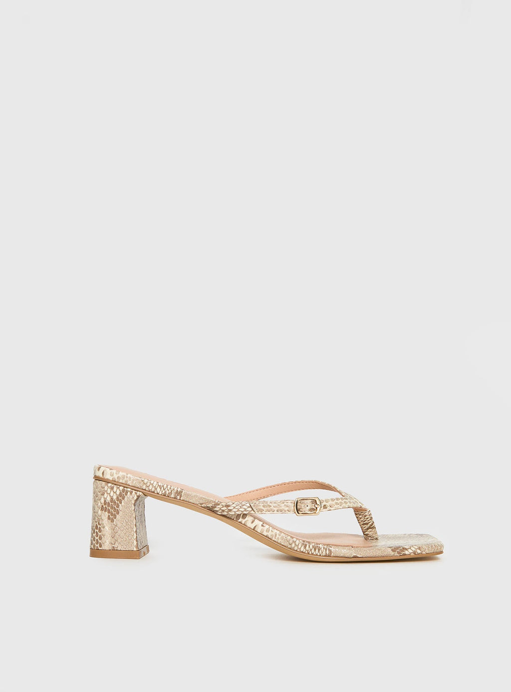 Veyla Square Toe Thong Heels Snake