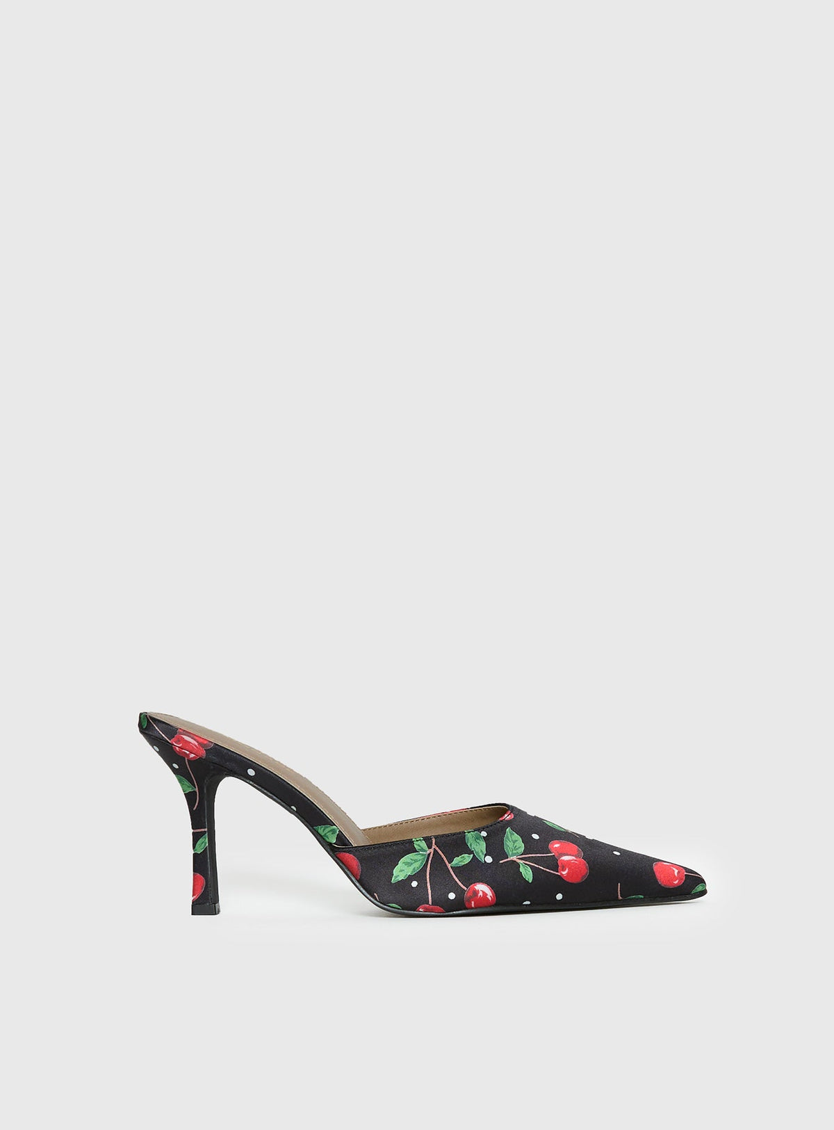 Cherry Season Pointed Toe Heels Black Multi