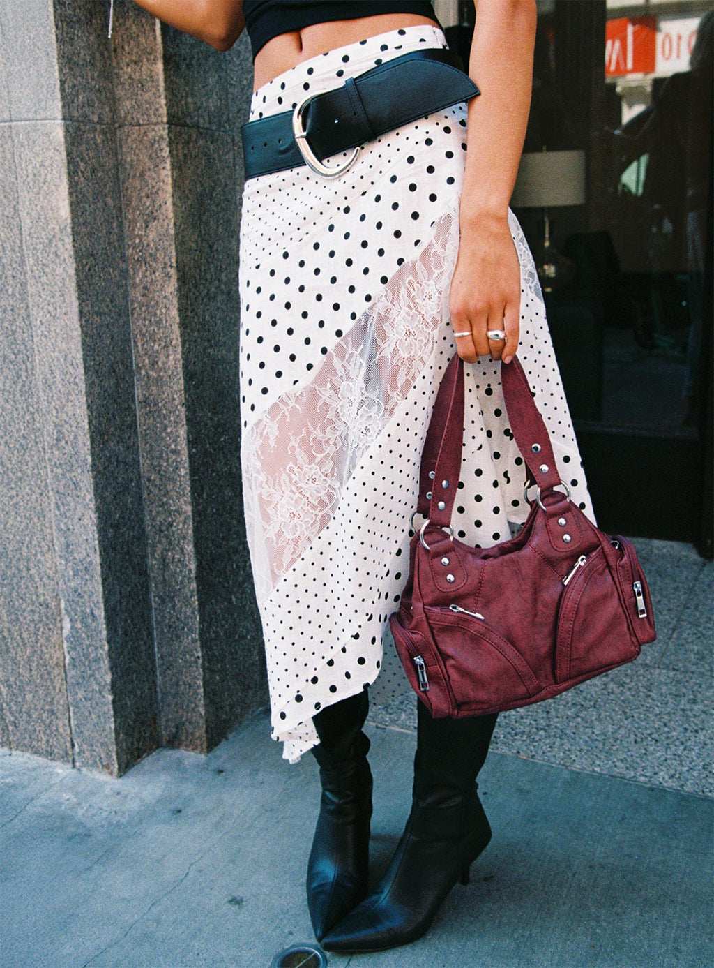 Rennar Maxi Skirt White / Polka Dot Petite