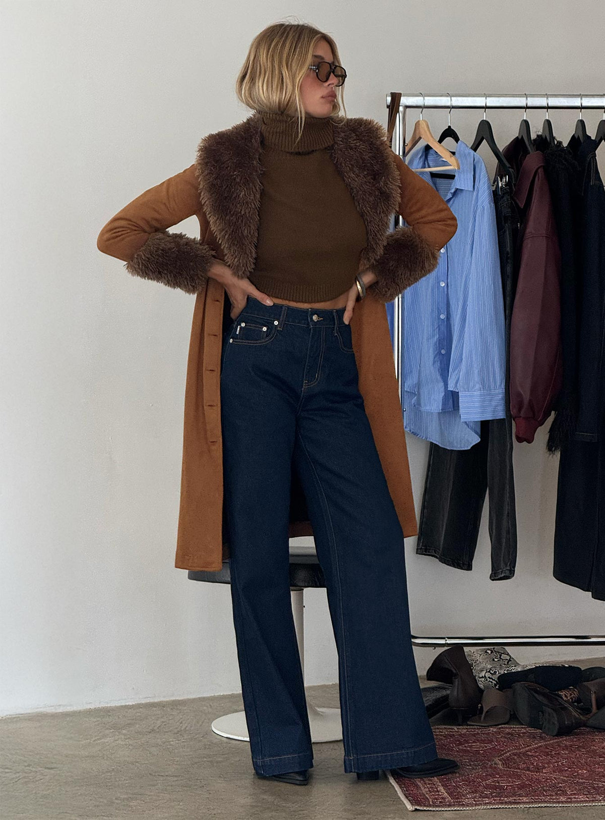 Goldie High Rise Wide Leg Jeans Indigo