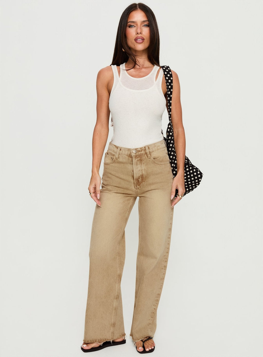 Fawcett High Rise Straight Leg Jeans Tan