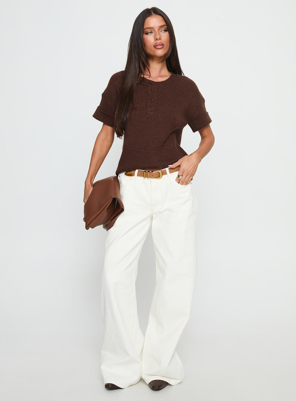 Ramos Low Rise Wide Leg Jeans White