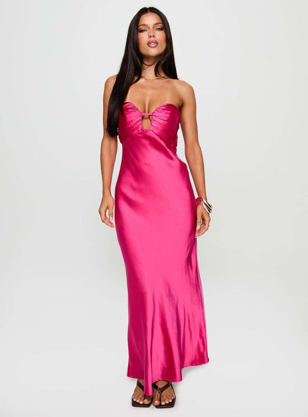 Cyprian Strapless Maxi Dress Hot Pink