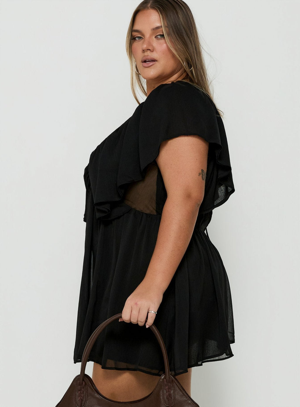 Sun Spirit Plunge Flowy Playsuit Black Curve