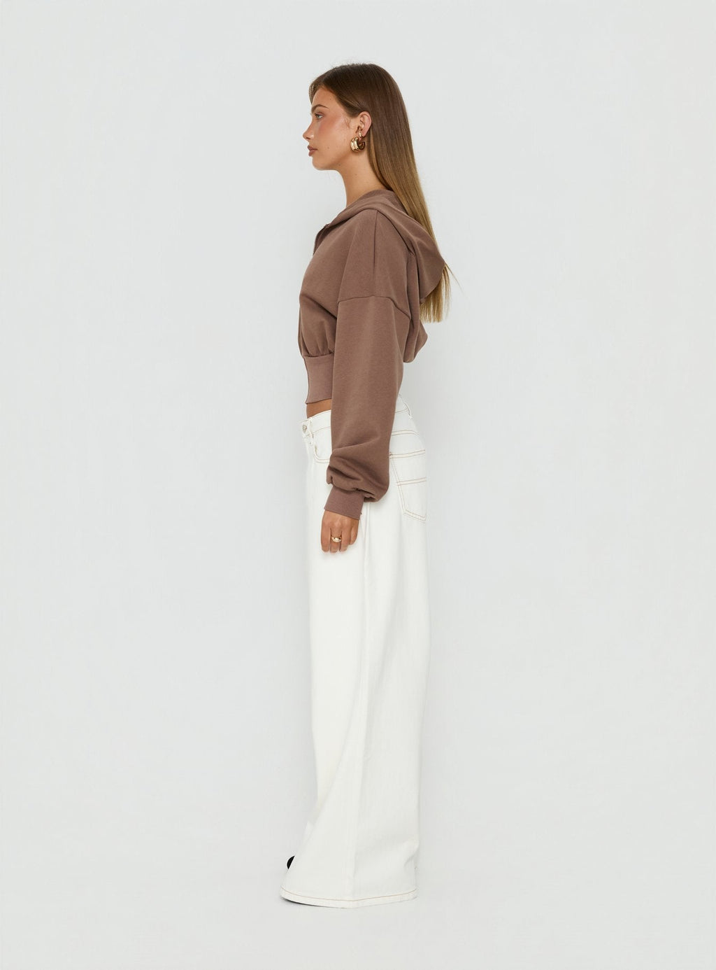 Naylor Mid Rise Wide Leg Jeans Cream