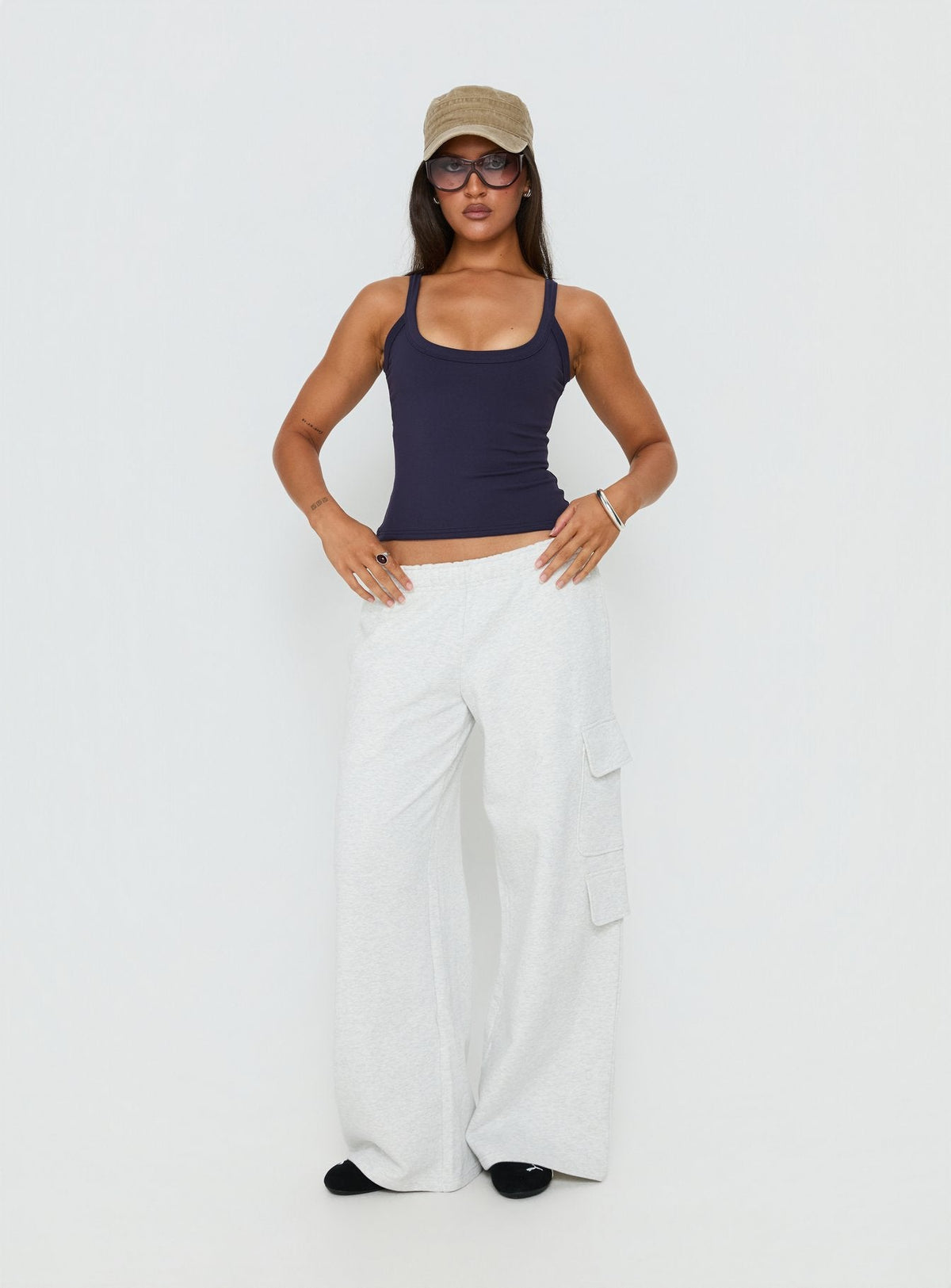 Kasper Cinched Tank Top Navy