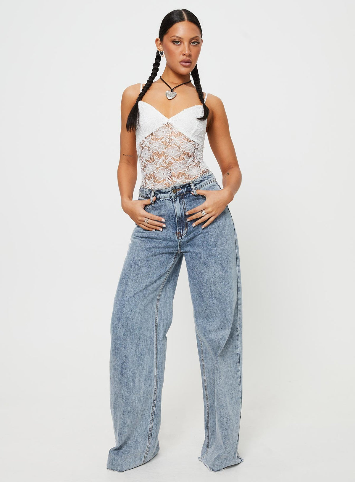 Pennard Lace Bodysuit White