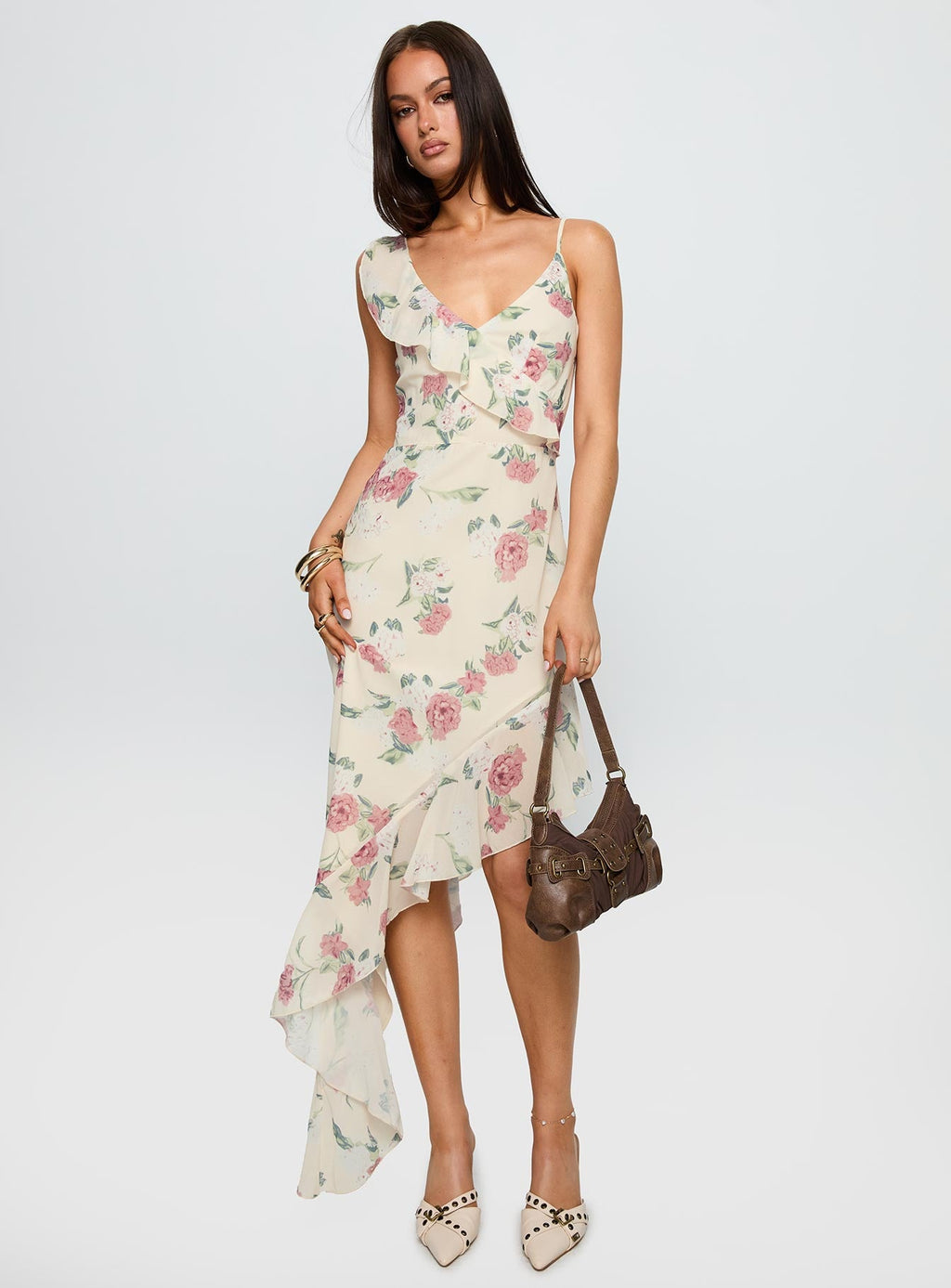 Chrysalis Asymmetrical Midi Dress Multi Floral