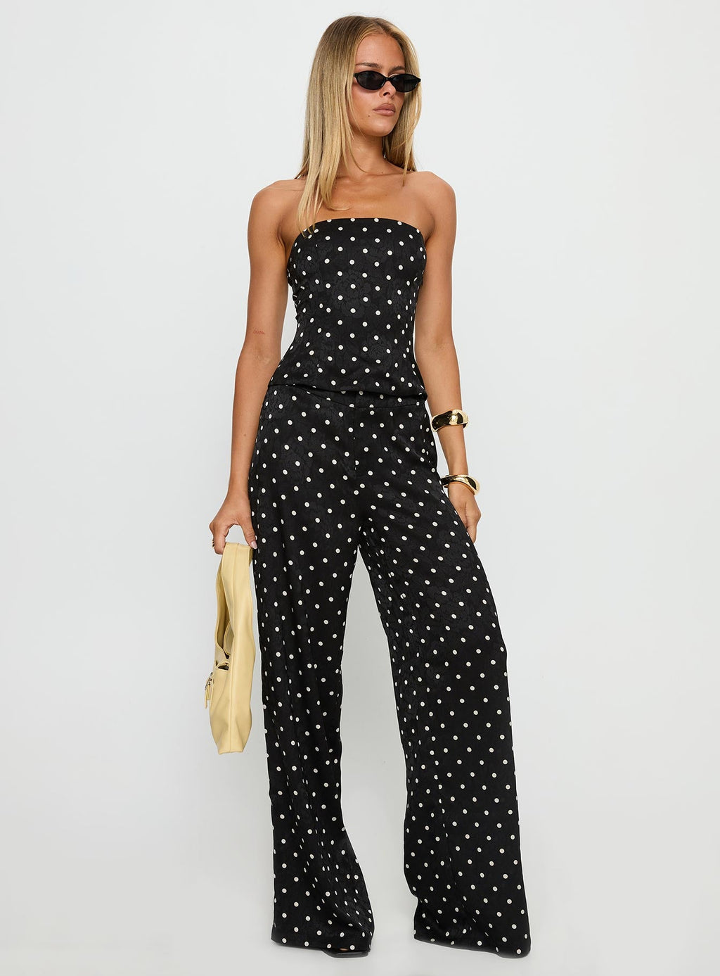 Powdered Sugar Strapless Set Black Polka
