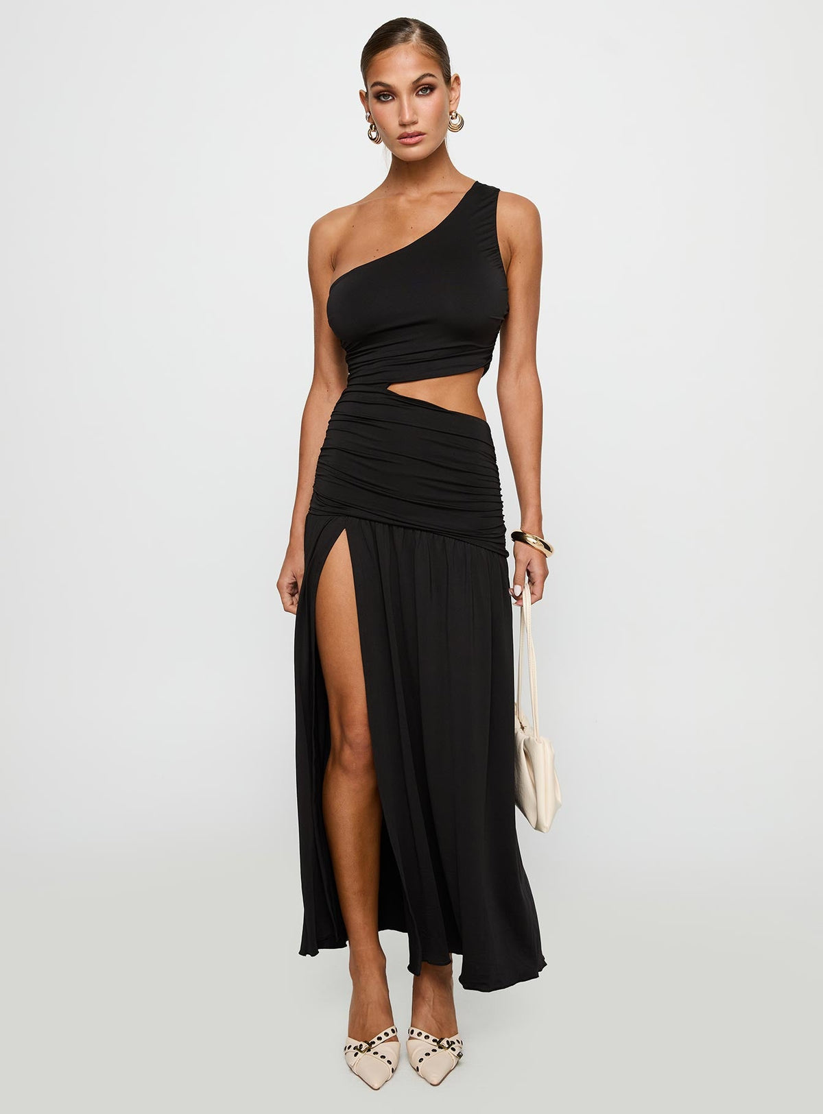 Magnetize Ruched Maxi Dress Black