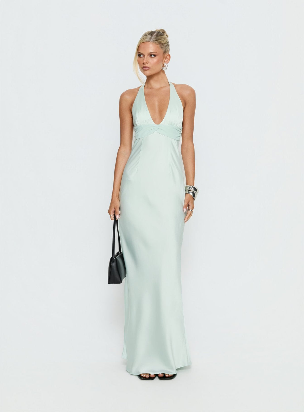 Odyssa Halter Maxi Dress Mint Green