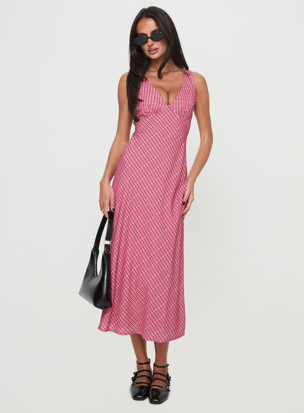 Nellie Midi Dress Pink Check