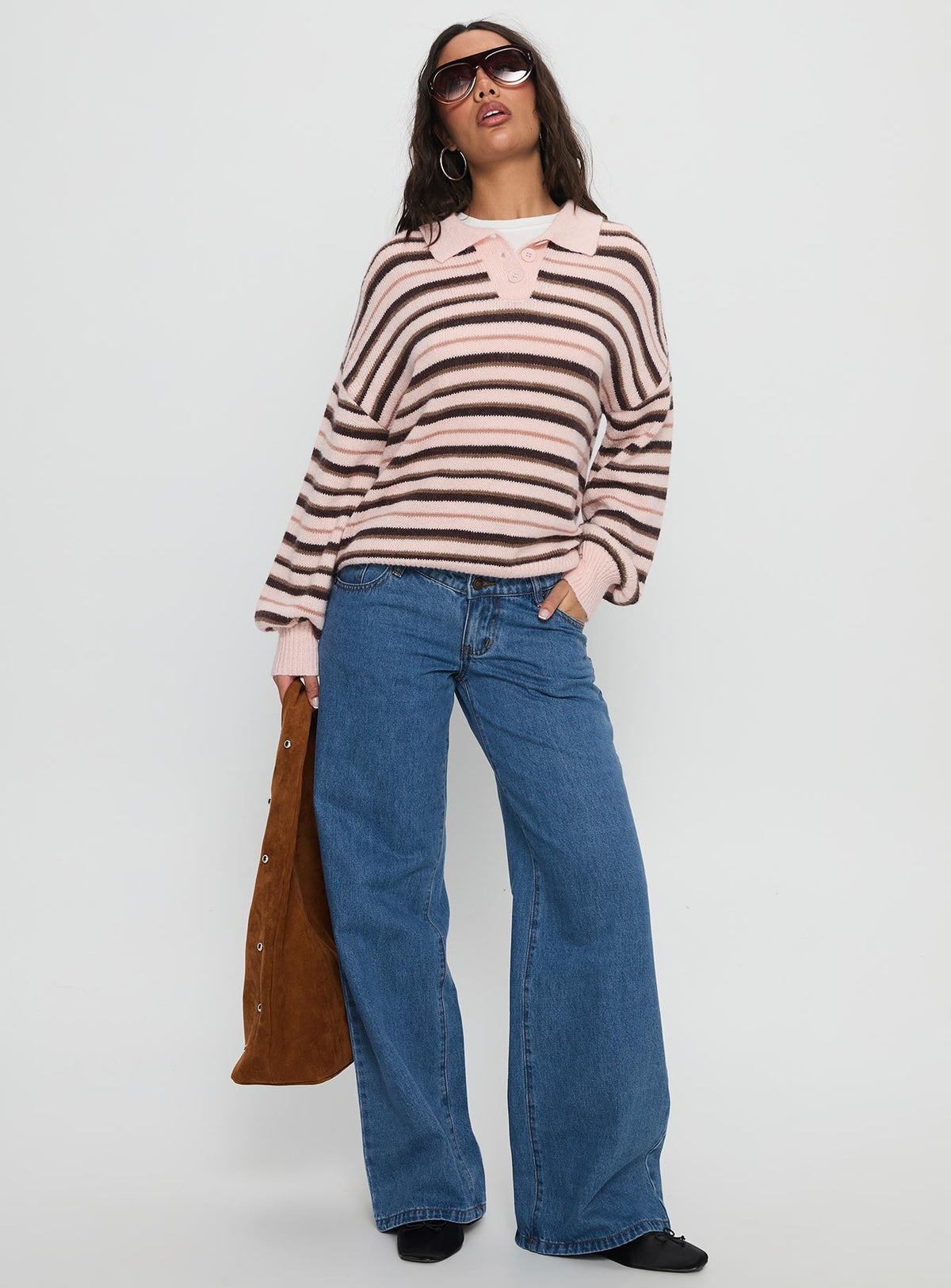 Highlands Low Rise Wide Leg Jeans Mid Blue Wash