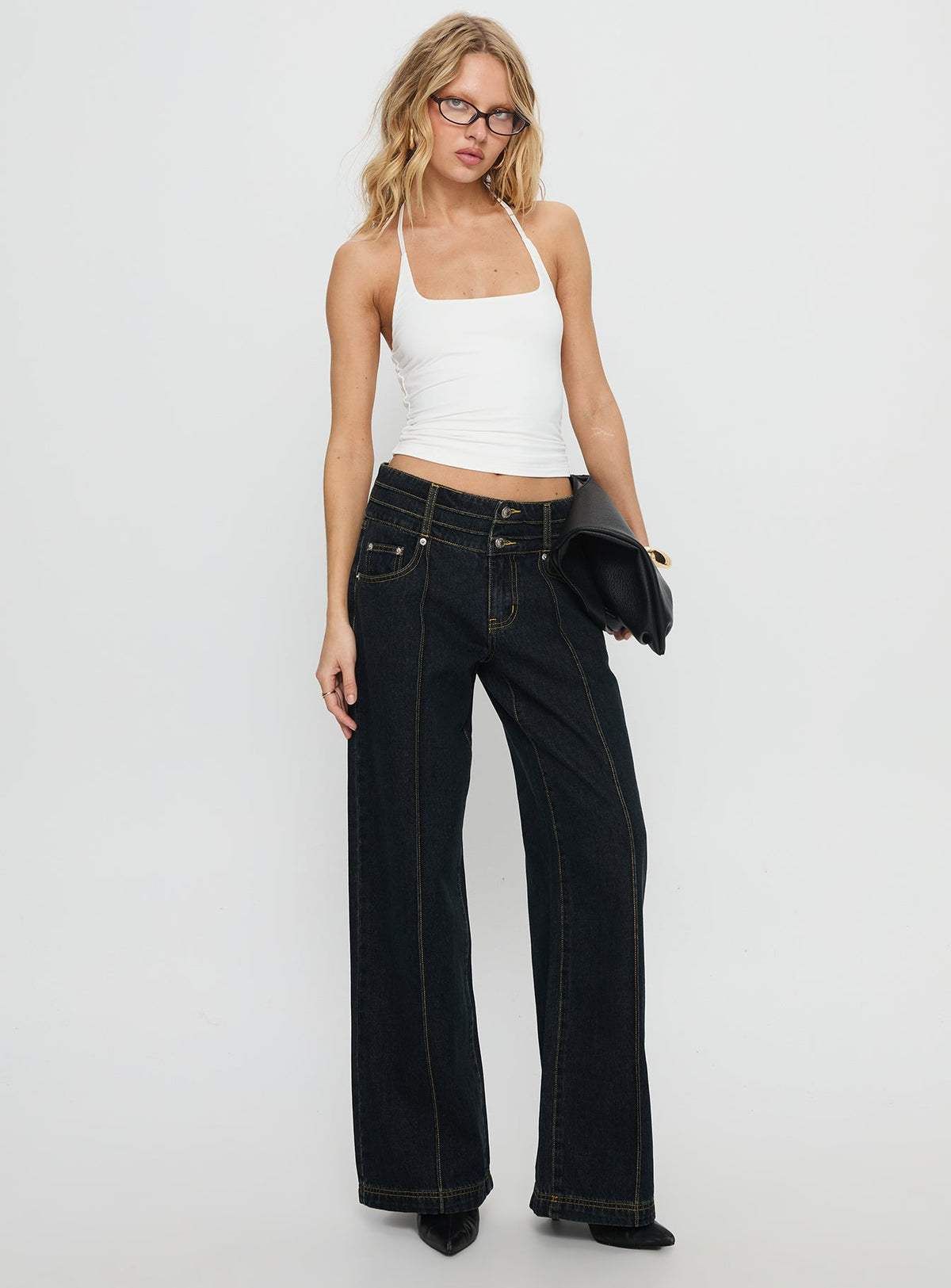 Hannalee Low Rise Wide Leg Jeans Grunge Wash