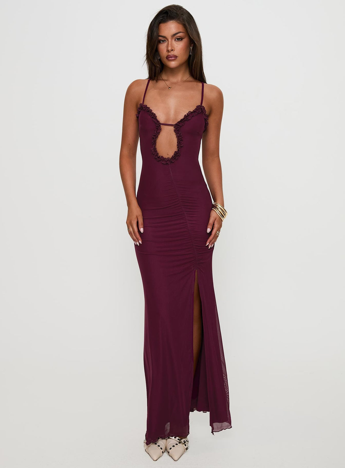 Soulina Ruched Maxi Dress Purple