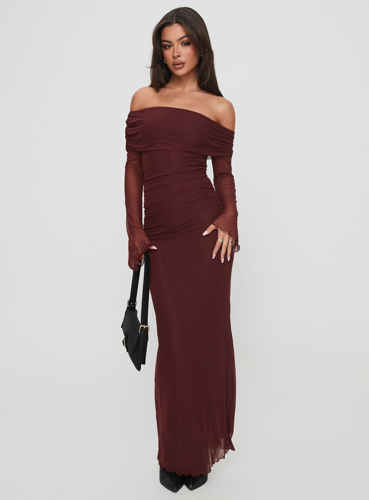 Consideration Long Sleeve Maxi Dress Chocolate