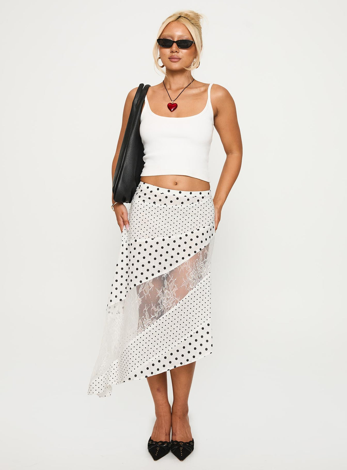 Rennar Maxi Skirt White / Polka Dot Petite