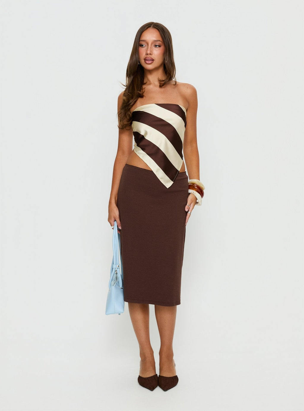 Baseline Rib Midi Skirt Chocolate
