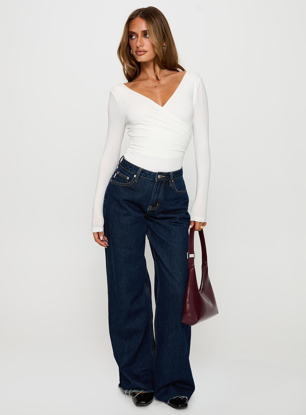 Right Here Cross Detail Bodysuit White