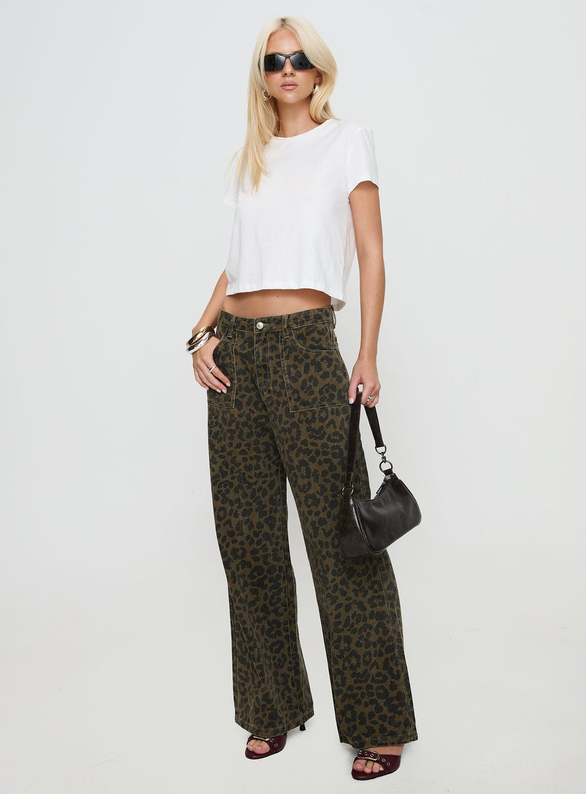 Briony Low Rise Wide Leg Jean Leopard