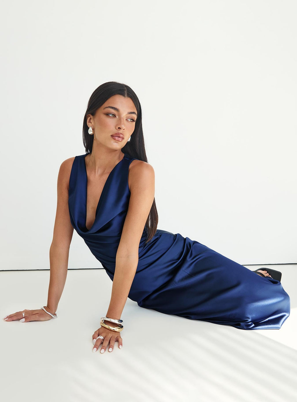 Soprano Plunge Maxi Dress Navy