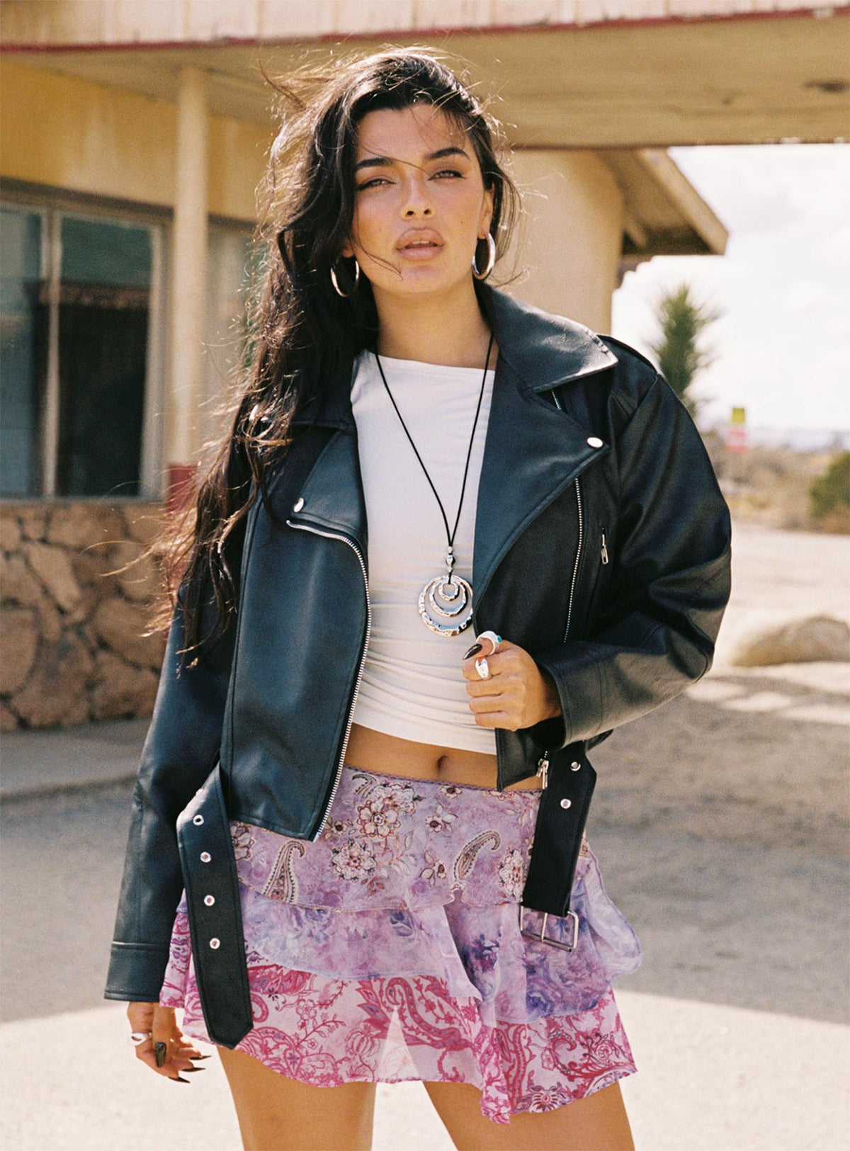 Face The Wind Faux Leather Jacket Grey