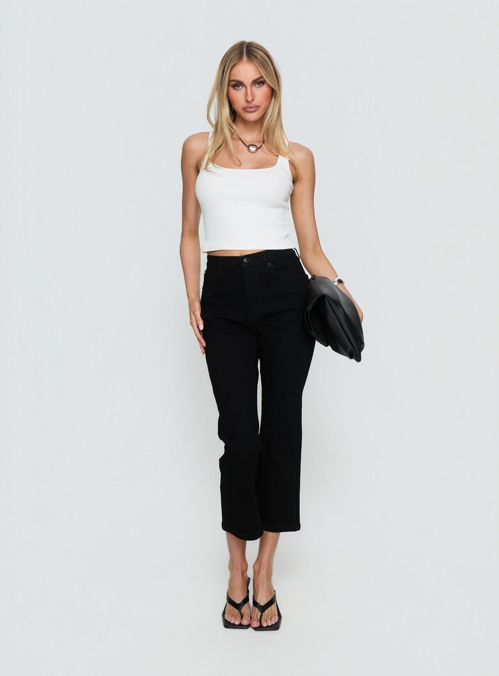 Cindee High Rise Cropped Jeans Jet Black