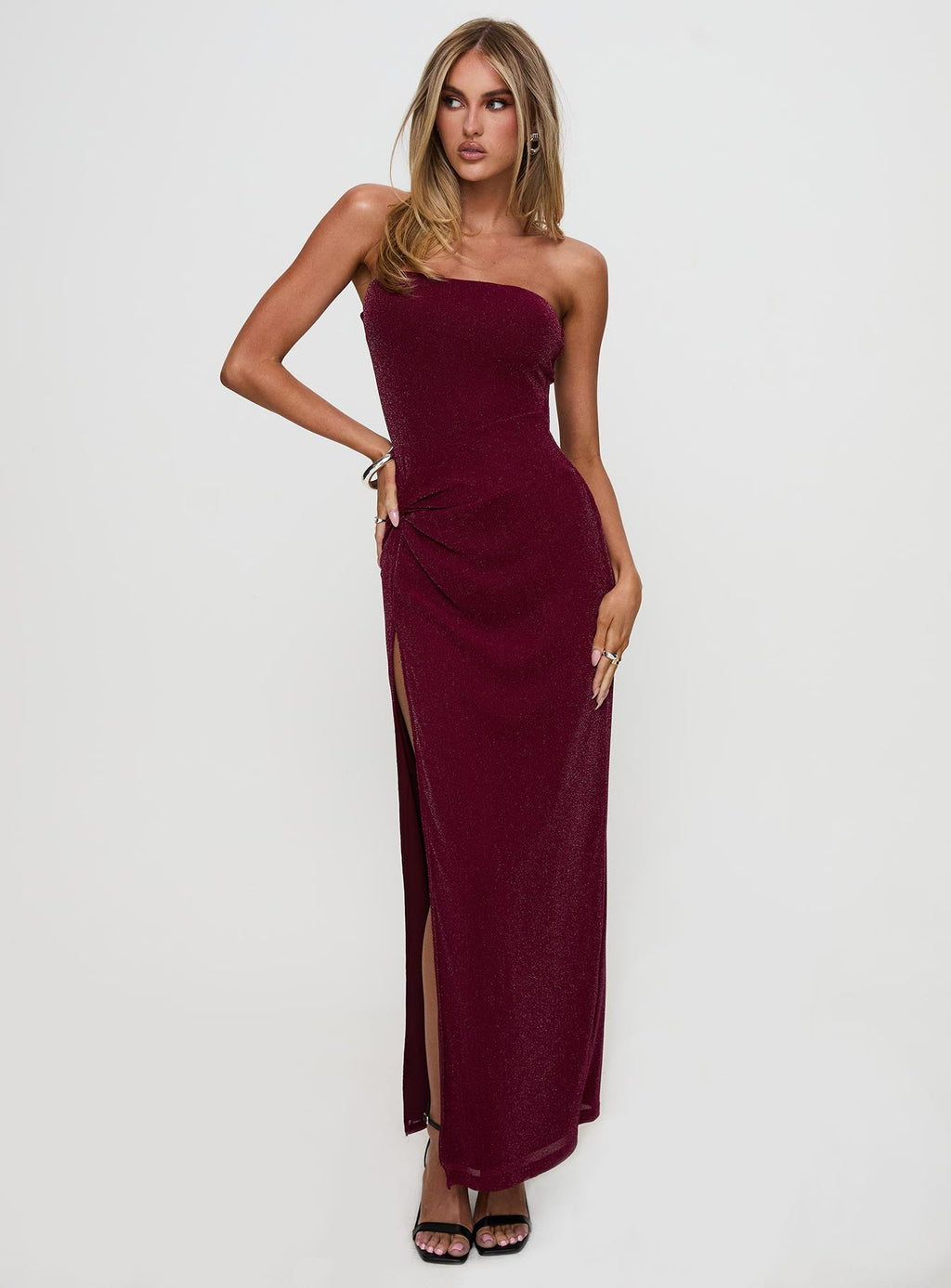 Jeniva Straplesss Maxi Dress Plum