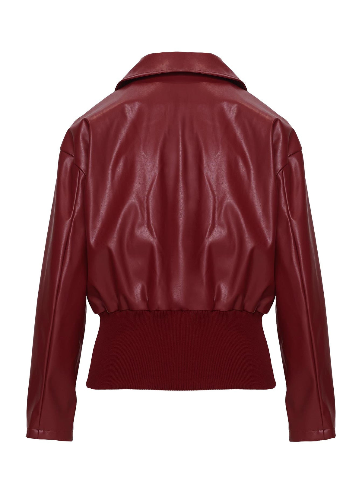 Radio On Blast Faux Leather Bomber Jacket Red
