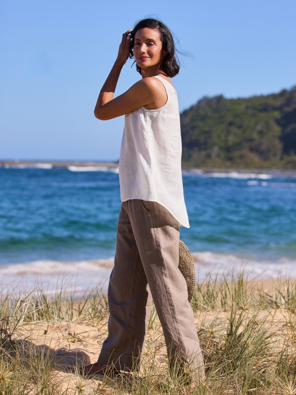 Tilba French Linen Top Coconut