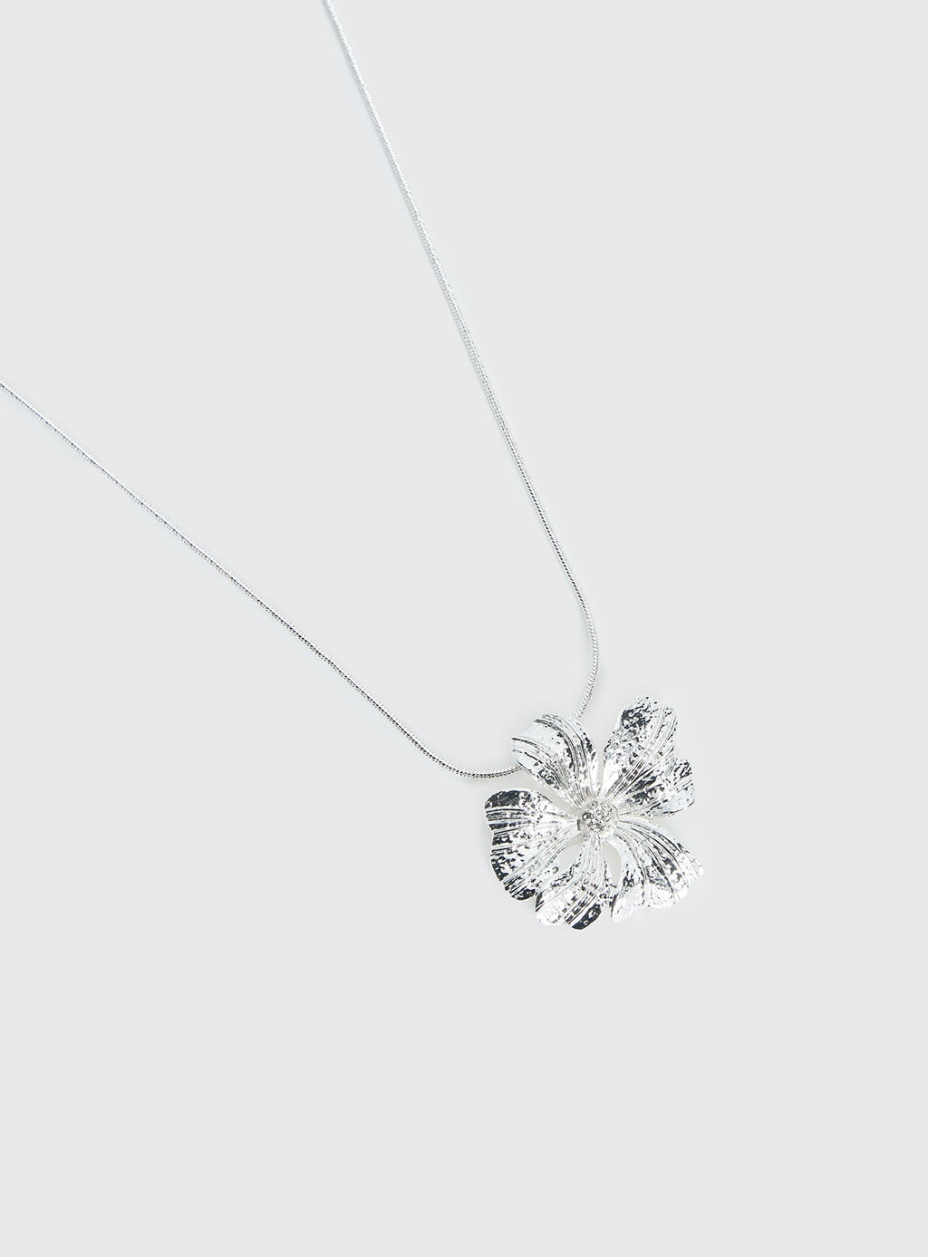 Wish Me Luck Flower Pendant Necklace Silver