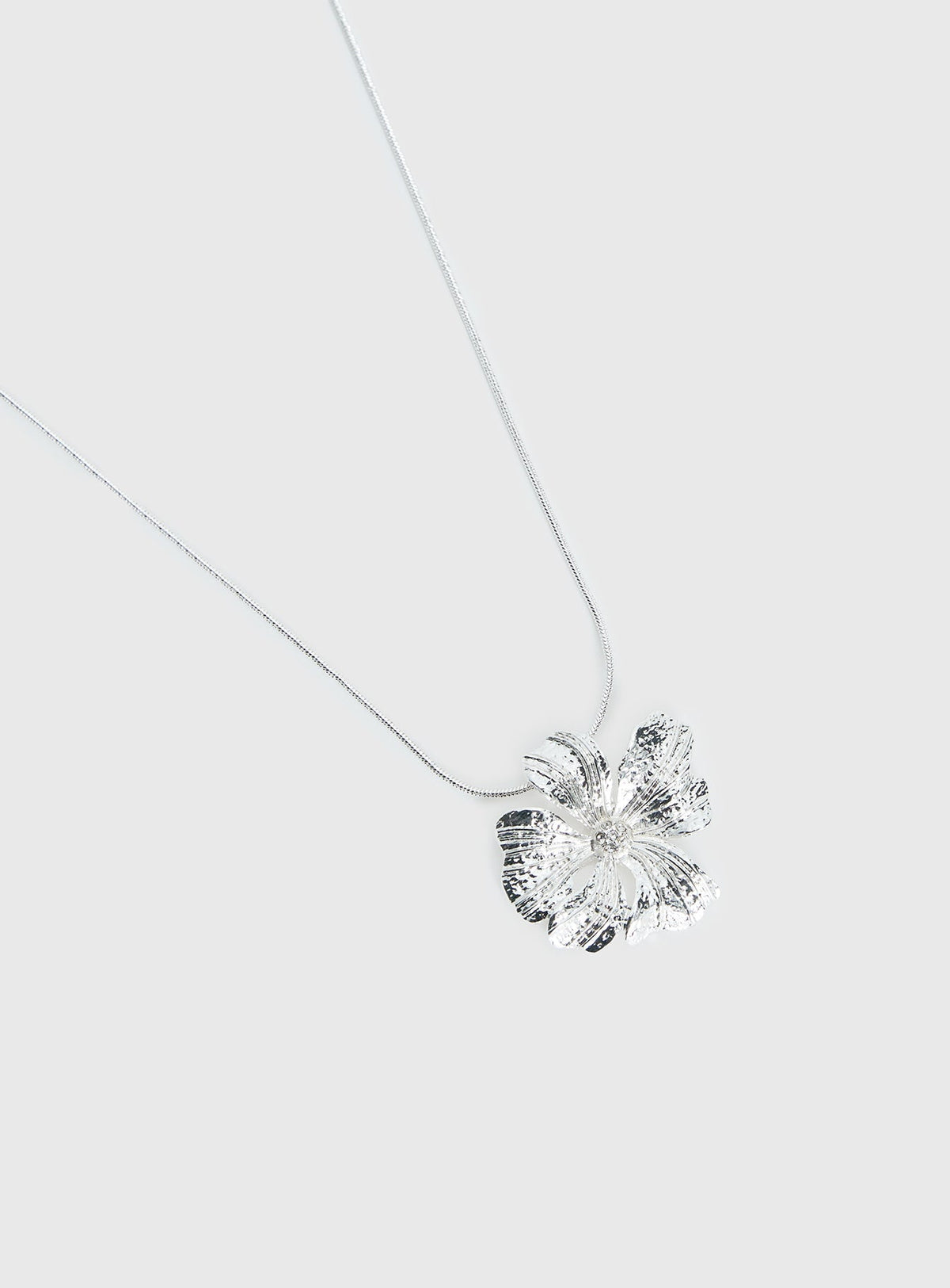 Wish Me Luck Flower Pendant Necklace Silver