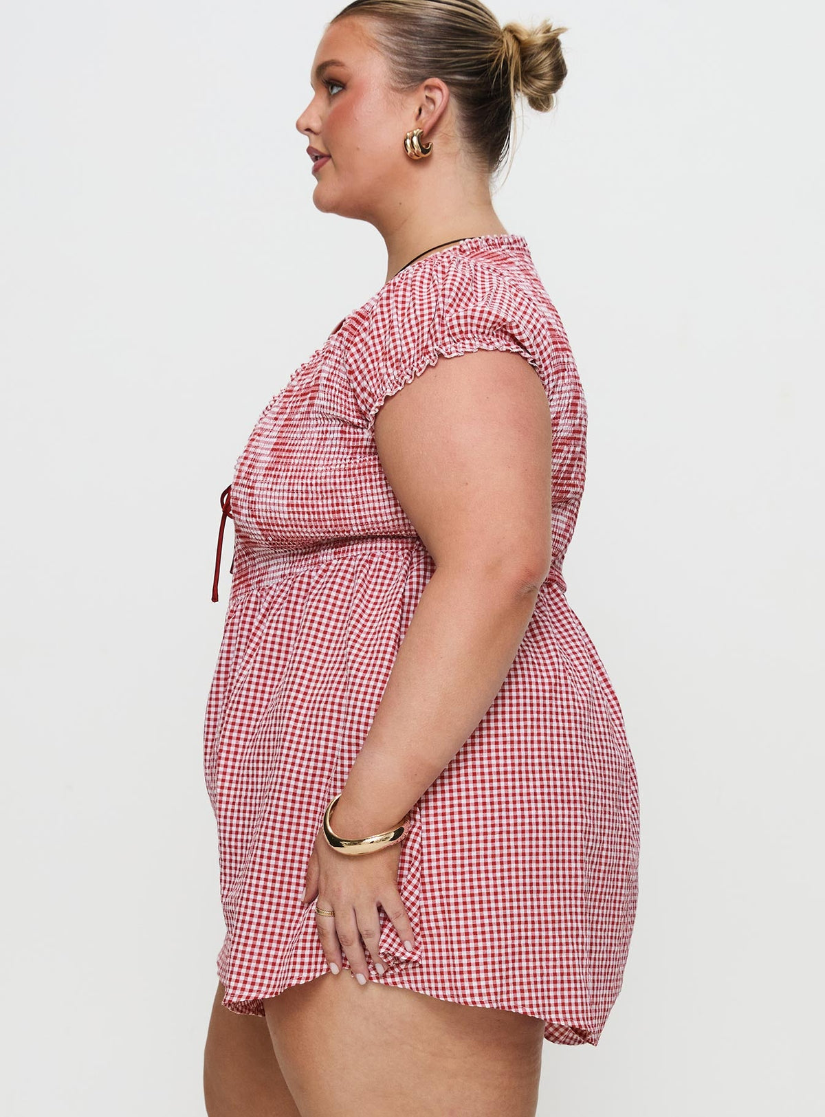 Wescott Gingham Playsuit Red / White Curve