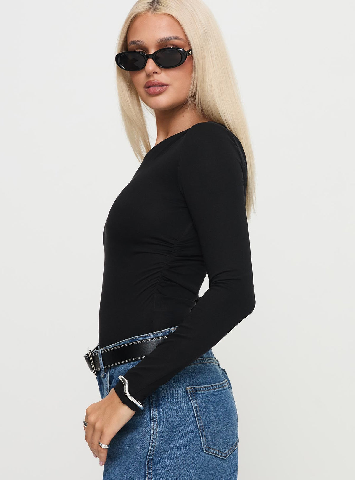 Miyako Long Sleeve Bodysuit Black