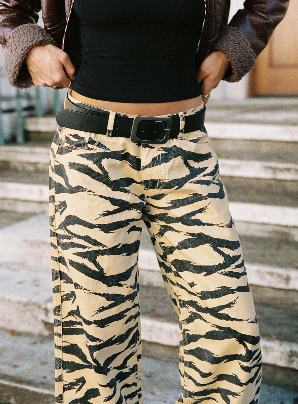 Ramos Low Rise Wide Leg Jeans Tiger