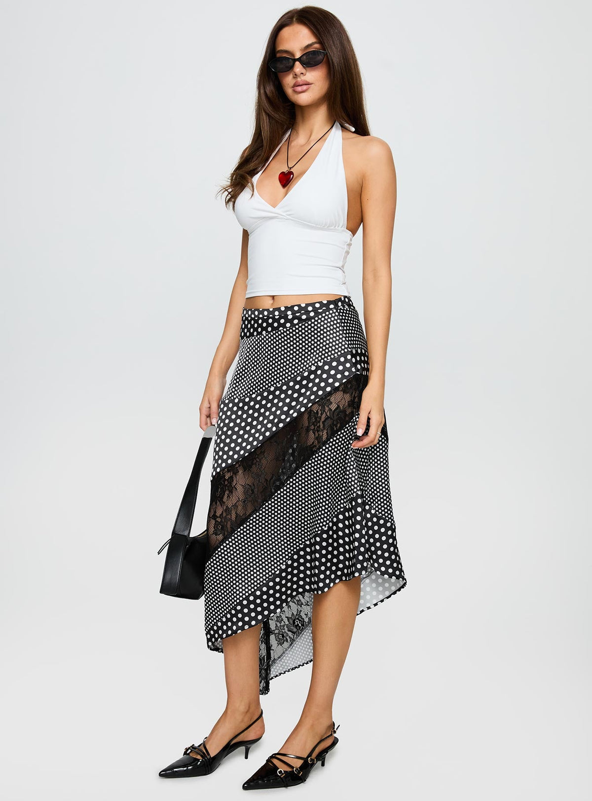 Midnight Memories Asymmetrical Midi Skirt Black Multi