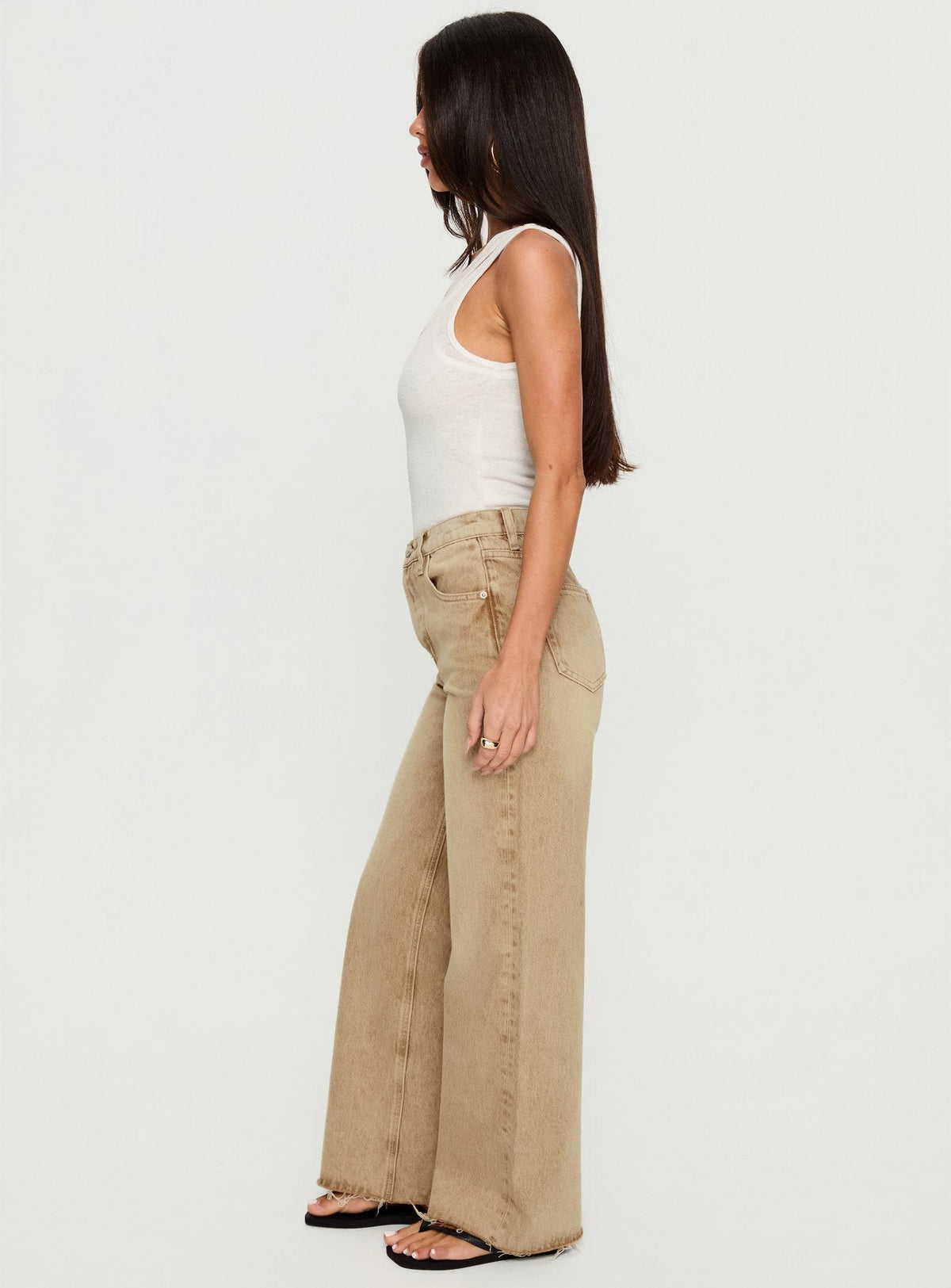 Fawcett High Rise Straight Leg Jeans Tan