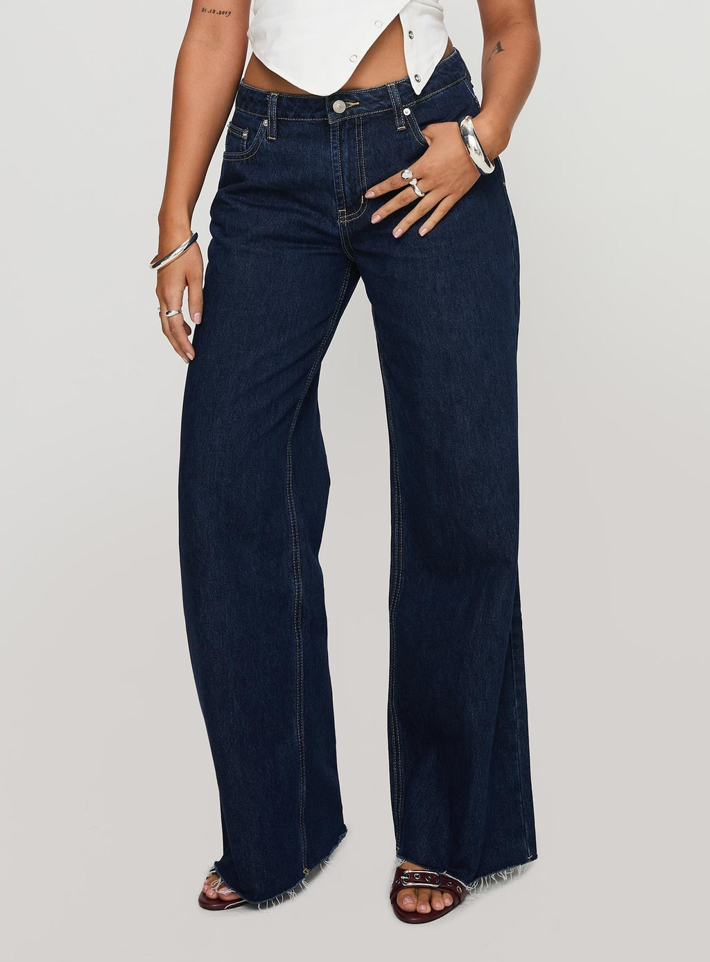 Darla Low Rise Straight Leg Jean Dark Blue Wash