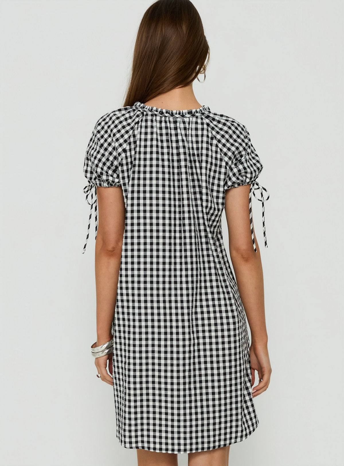 Angelikah Babydoll Mini Dress Black / White Gingham