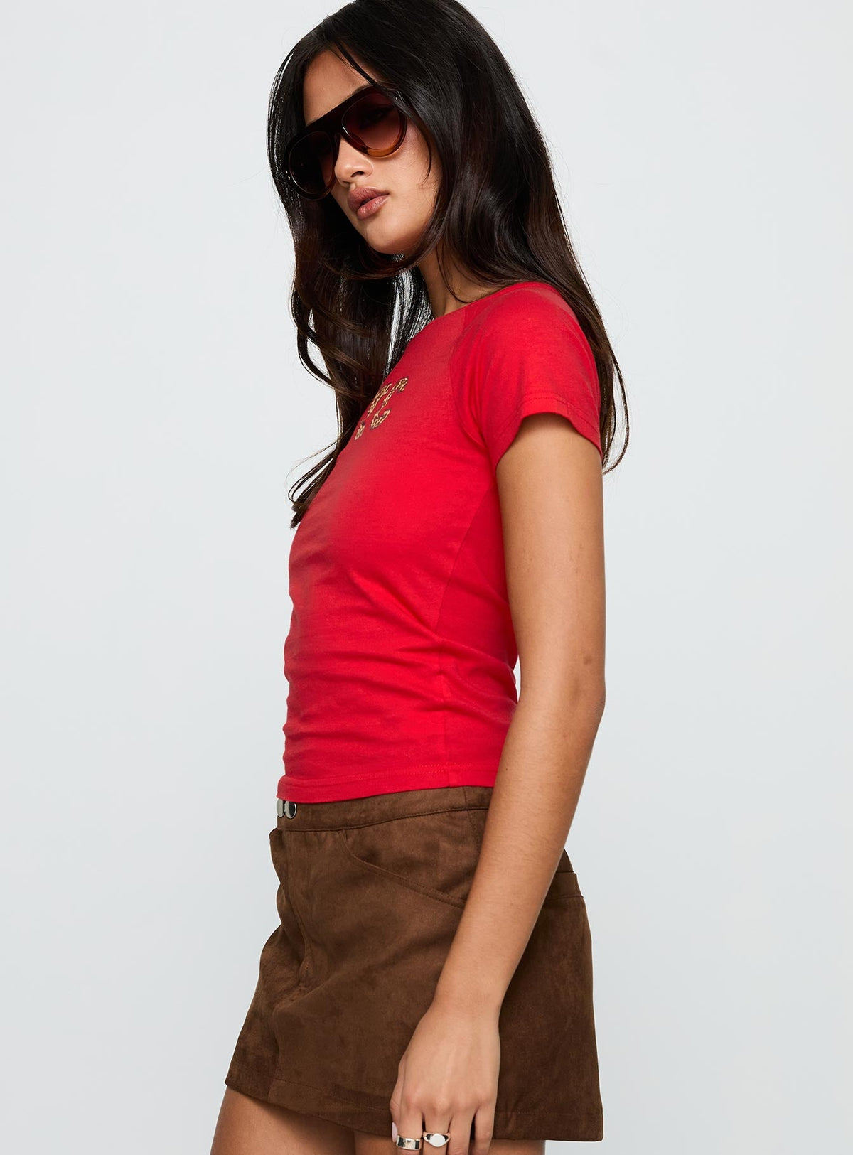 Nyc Leopard Graphic Top Red