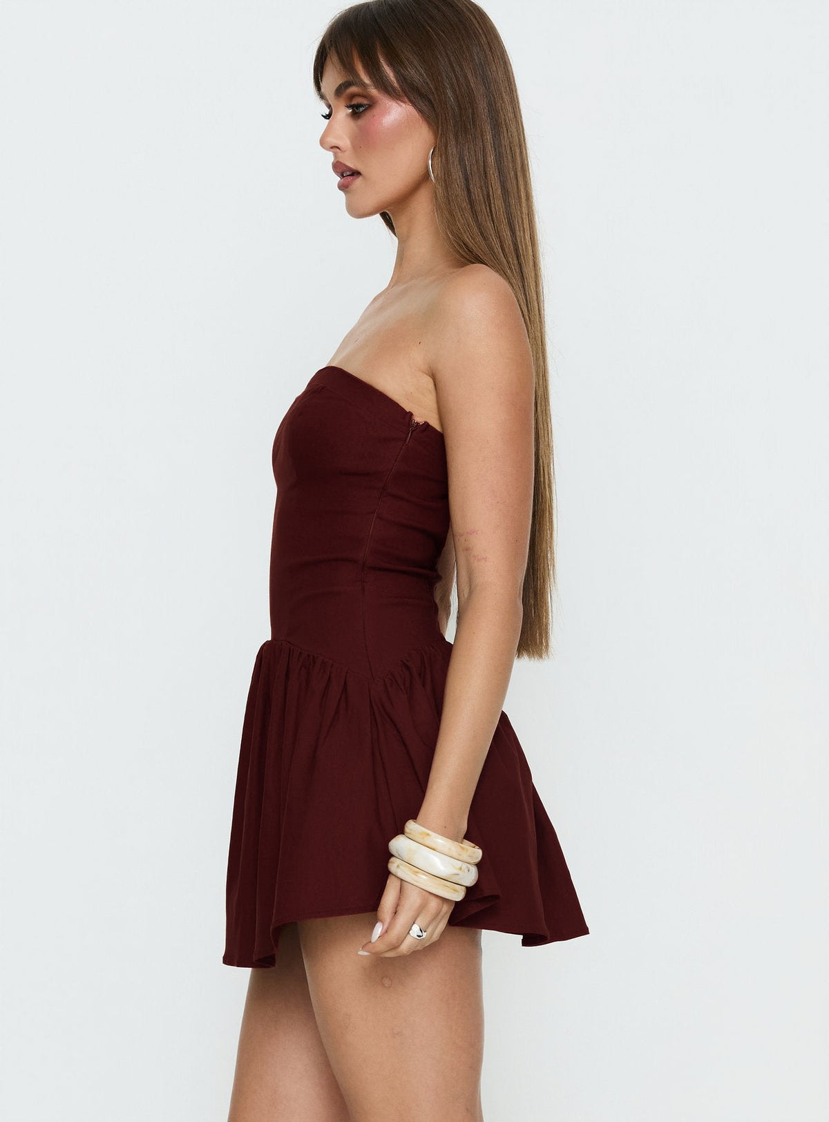 Evrae Strapless Playsuit Brown