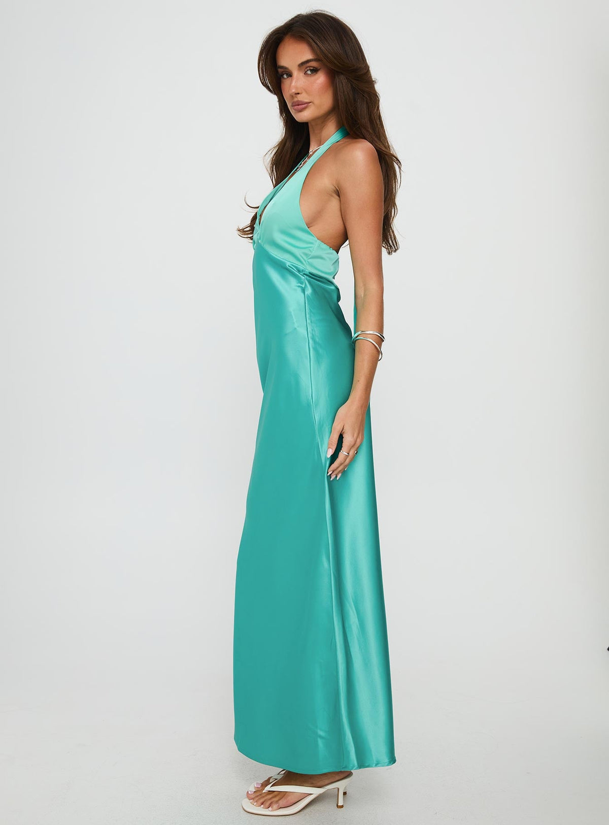 Annalia Scarf Tie Maxi Dress Aqua