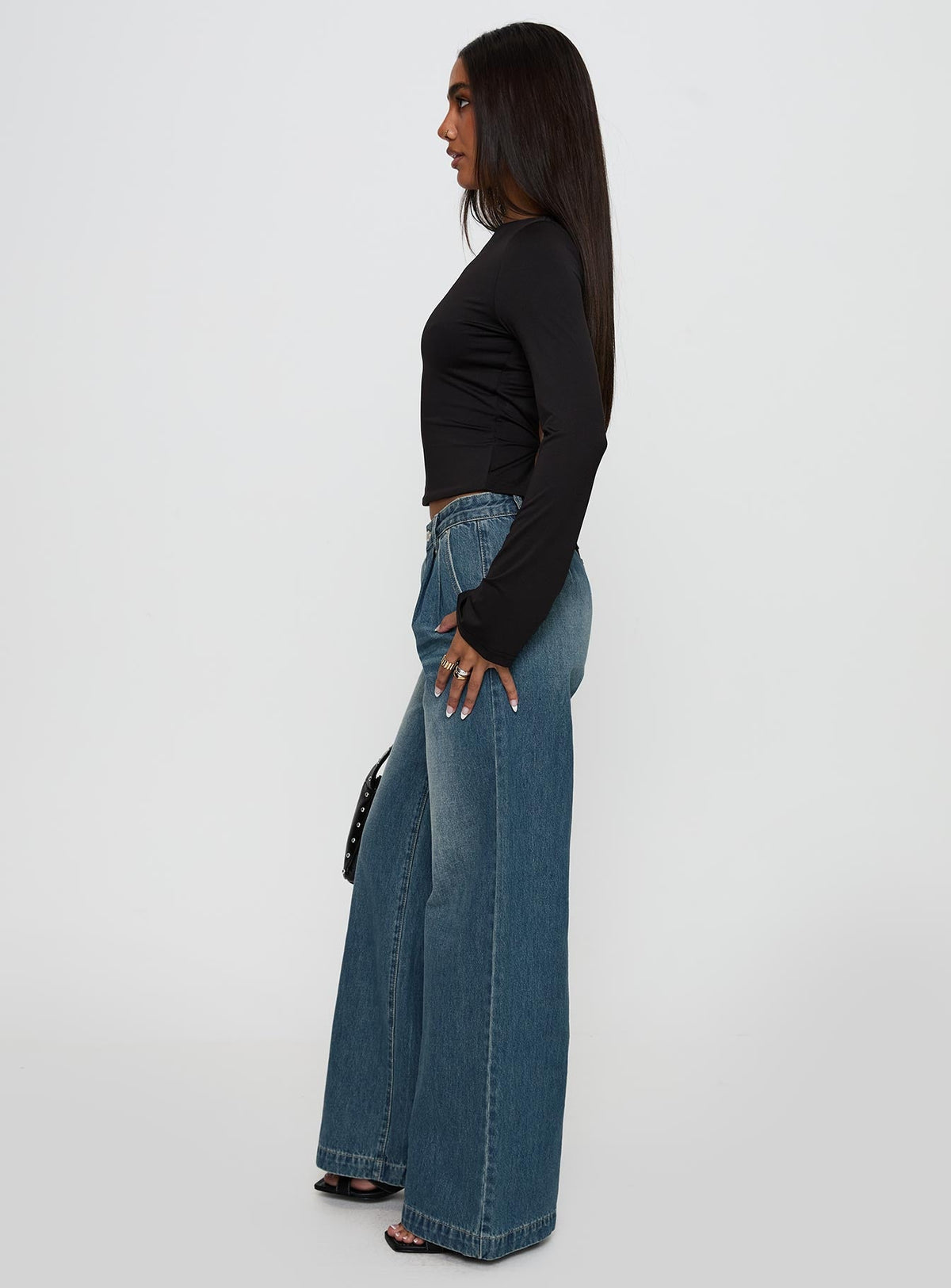 Laguardia Mid Rise Wide Leg Jeans Dark Blue Wash