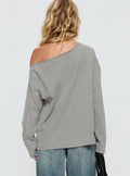 Karlyn Off Shoulder Long Sleeve Top Grey