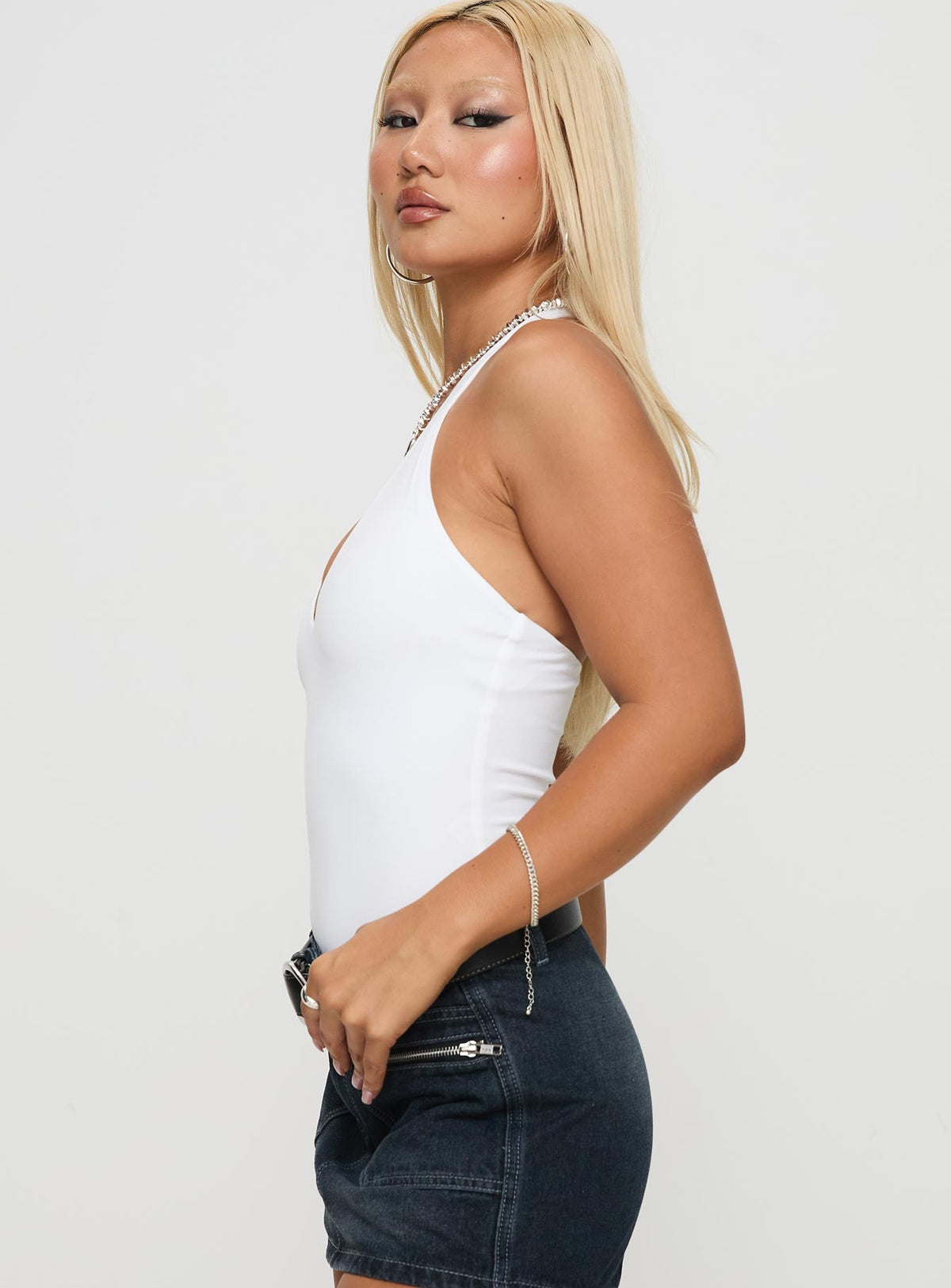 Someone New Halter Bodysuit White