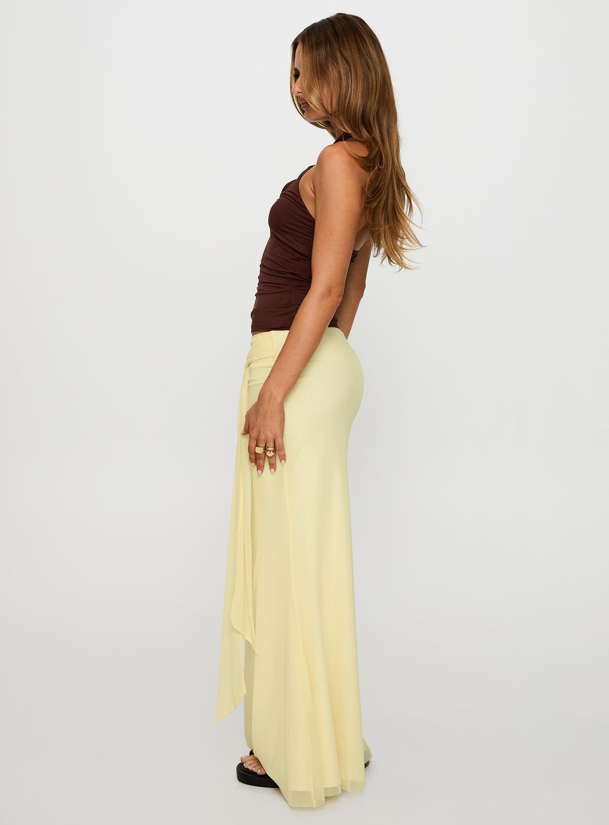 Caviar Tie Maxi Skirt Lemon